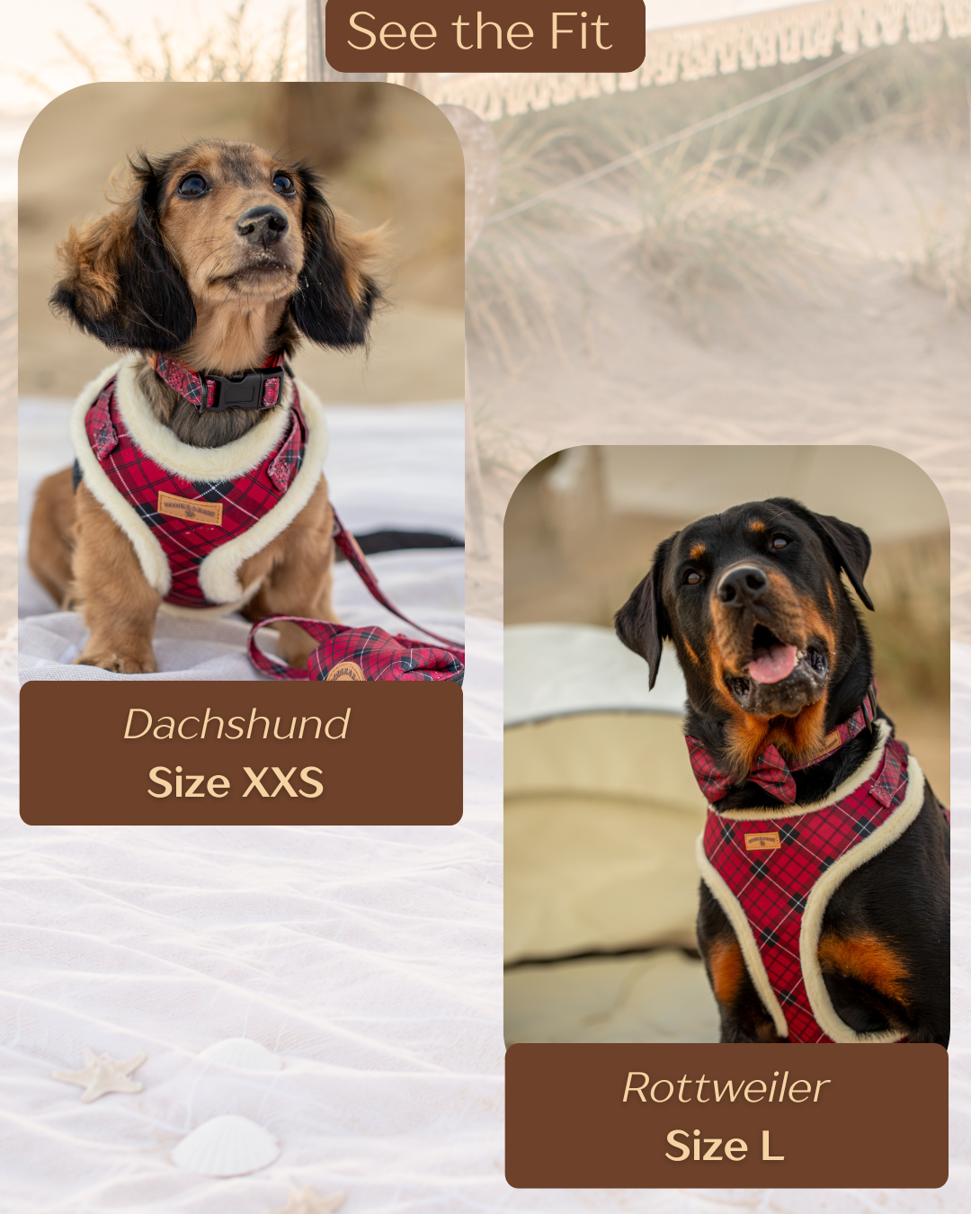 Red Tartan Faux Fur Dog Harness