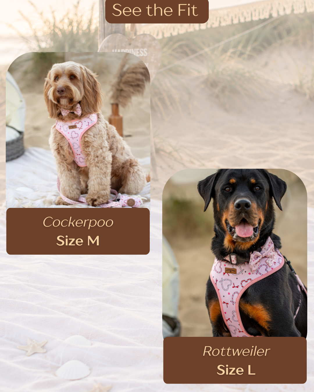 Pink Christmas Dog Harness | Love Heart & Candy Cane Print