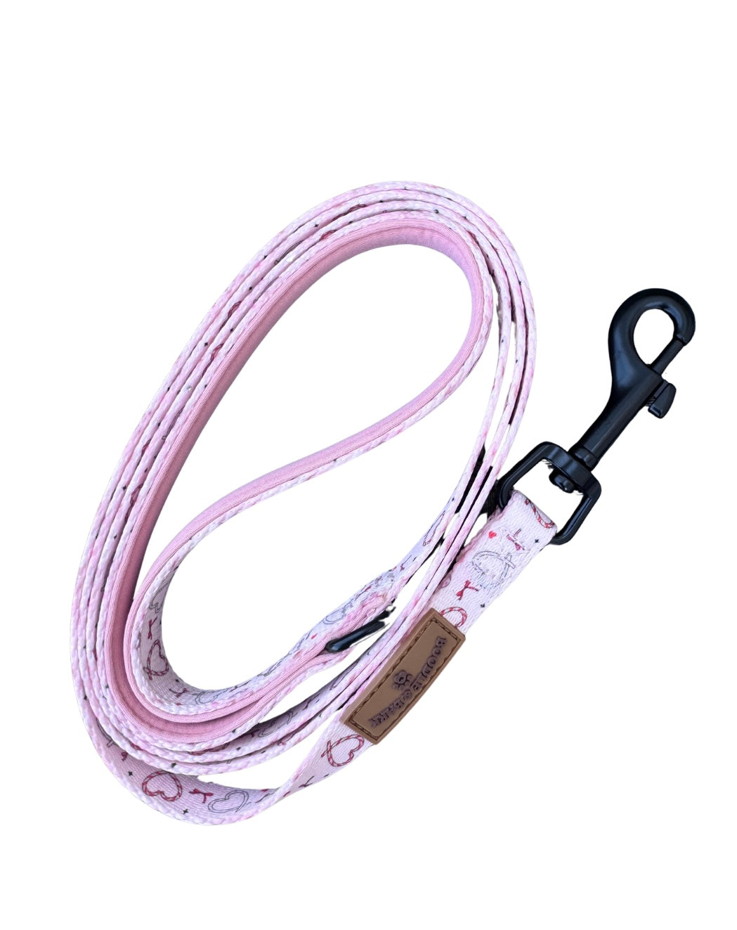 Pink Christmas Dog Lead | Love Heart & Candy Cane Print